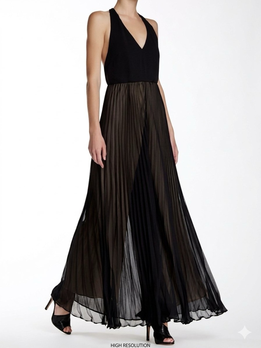 $745 Alice + Olivia Pleated Jumpsuit/Floating Maxi Dress Wide Legs Size 2-4